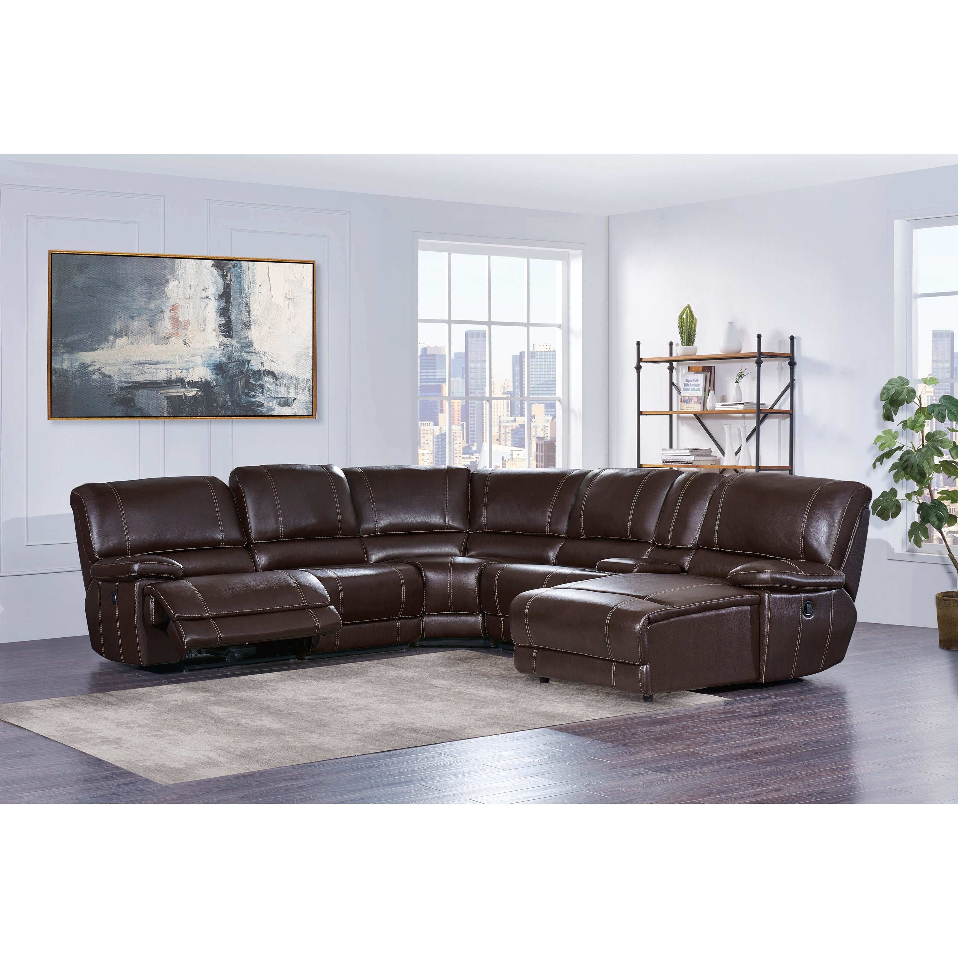 Global Furniture U1953 4 Seat Reclining Sectional Sofa With Drop
