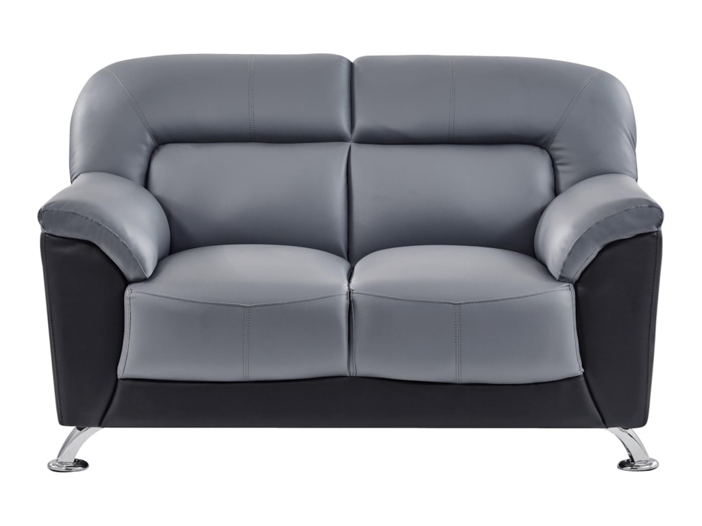 U9102 Casual Contemporary Loveseat With Chrome Accent Legs By Global Furniture At Value City