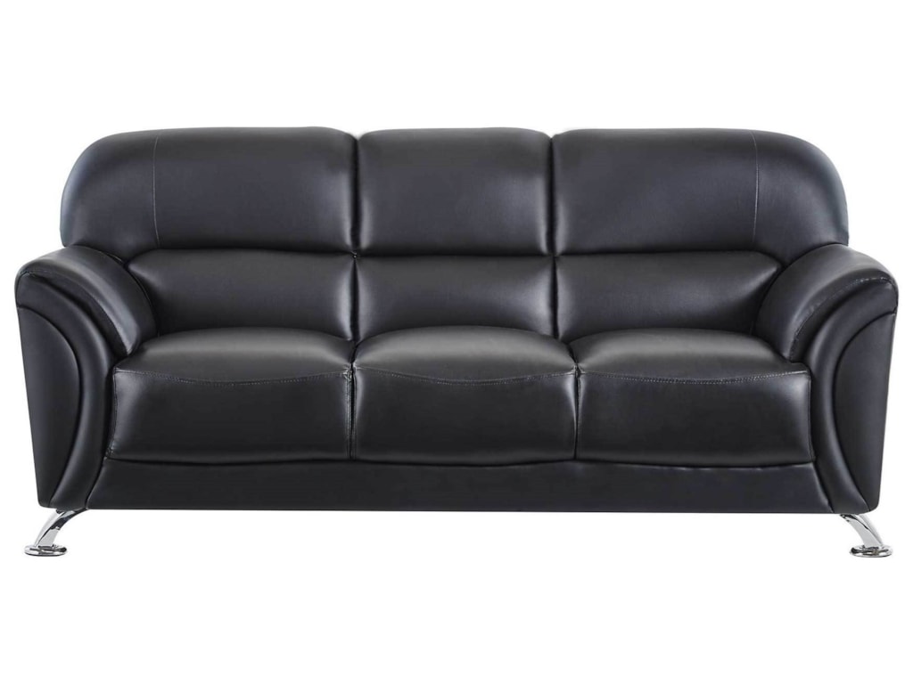 U9103 Contemporary Faux Leather Sofa With Splayed Chrome Legs By Global Furniture At Value City U9103 Contemporary Faux Leather Sofa With Splayed Chrome Legs By Global Furniture At Value City
