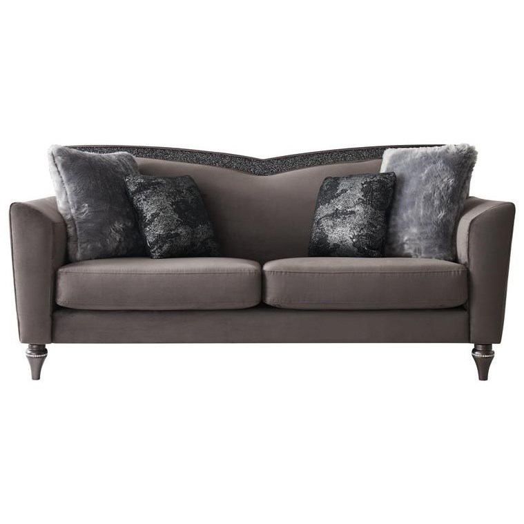 Global Furniture Ufm801 Glam Sofa With V Shaped Wood Trim Back Value City Furniture Sofas