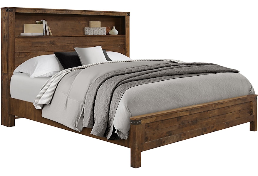 Global Furniture Victoria Rustic Queen Bed With Headboard Shelf Value City Furniture Platform Beds Low Profile Beds