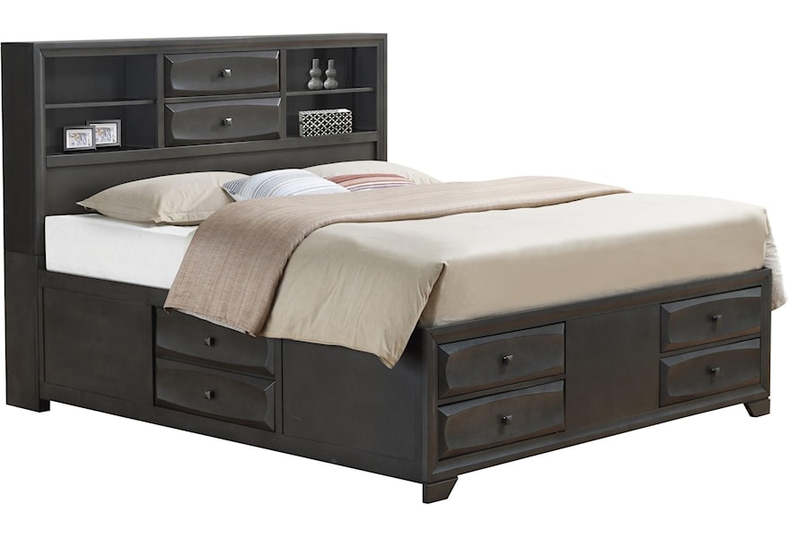 Global Furniture Wyatt King Storage Bed With Bookcase Headboard Dream Home Interiors Captain S Beds