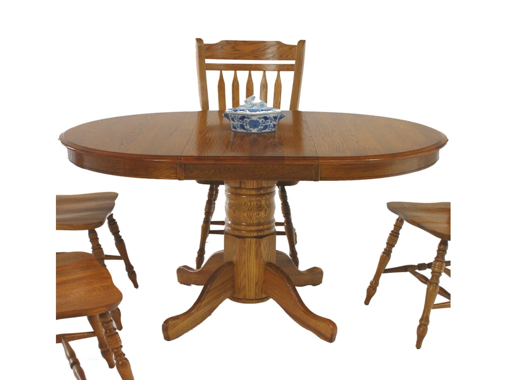 GS Furniture Classic OakOval Pedestal Table with 18