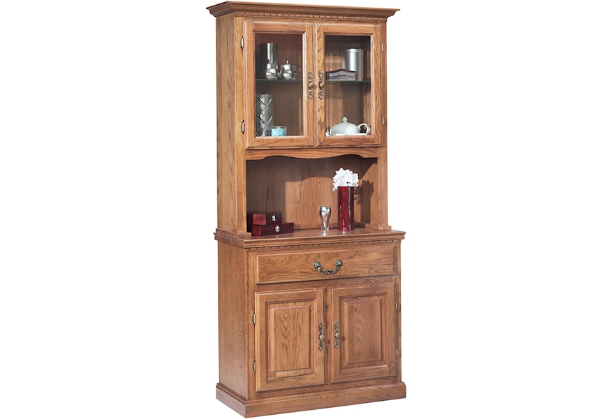 Gs Furniture Classic Oak Casual China Cabinet With 1 Drawer
