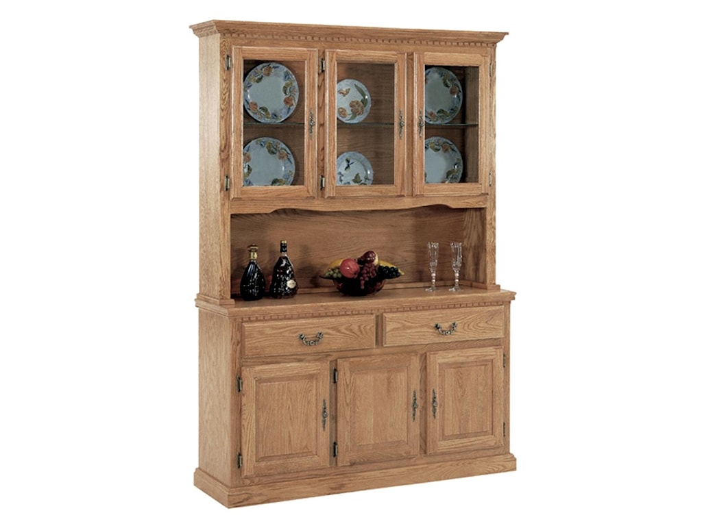Gs Furniture Classic Oak Casual China Cabinet With Three Doors