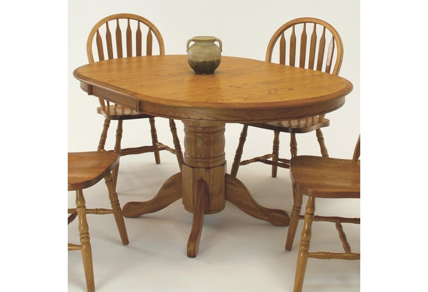 Gs Furniture Classic Oak Oval Pedestal Dining Table With 18 Leaf