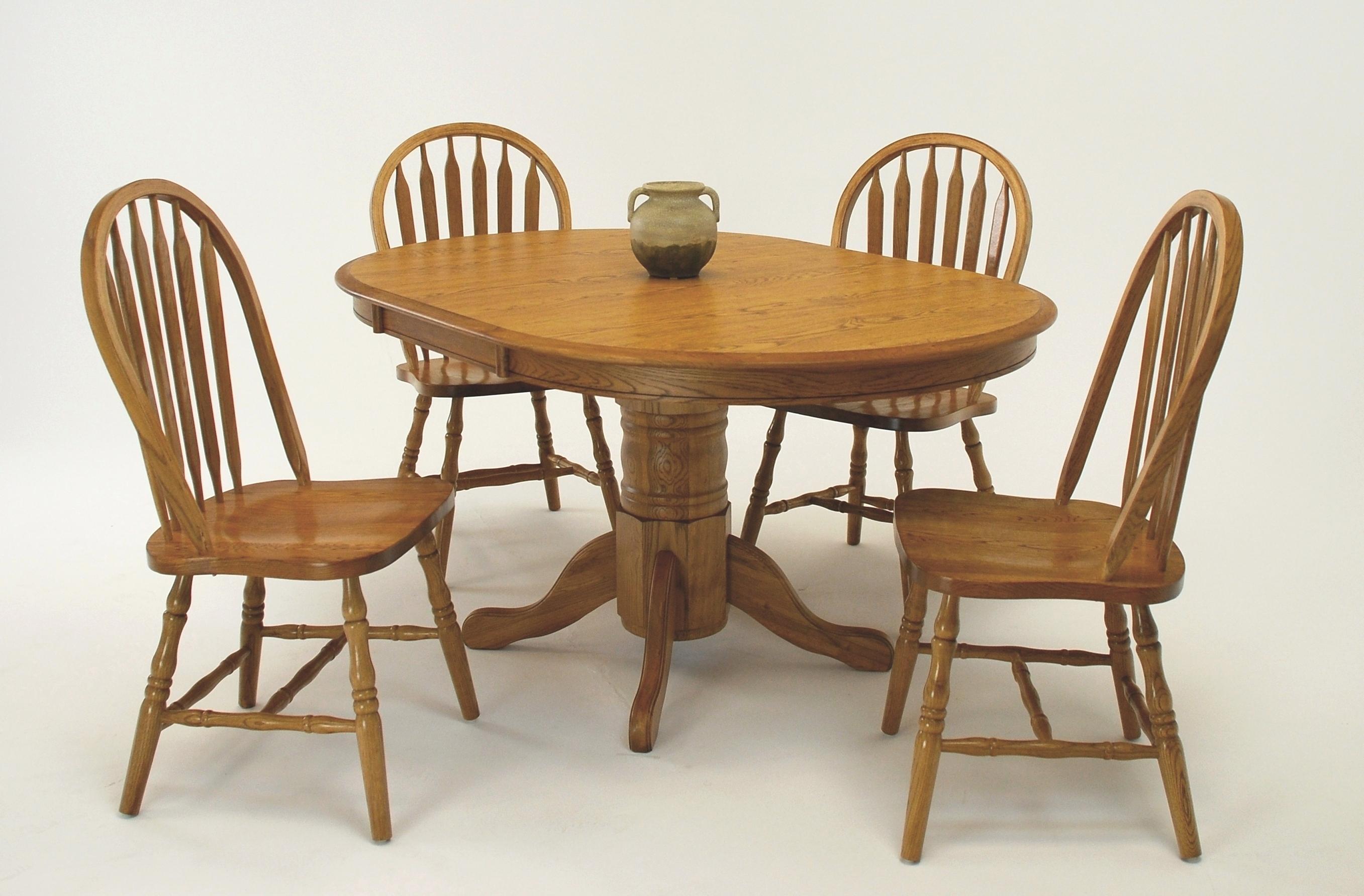 Gs Furniture Classic Oak Oval Pedestal Dining Table With 18 Leaf