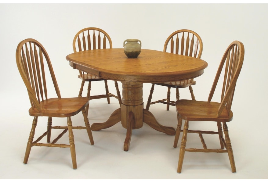 Gs Furniture Classic Oak Oval Pedestal Dining Table With 18 Leaf