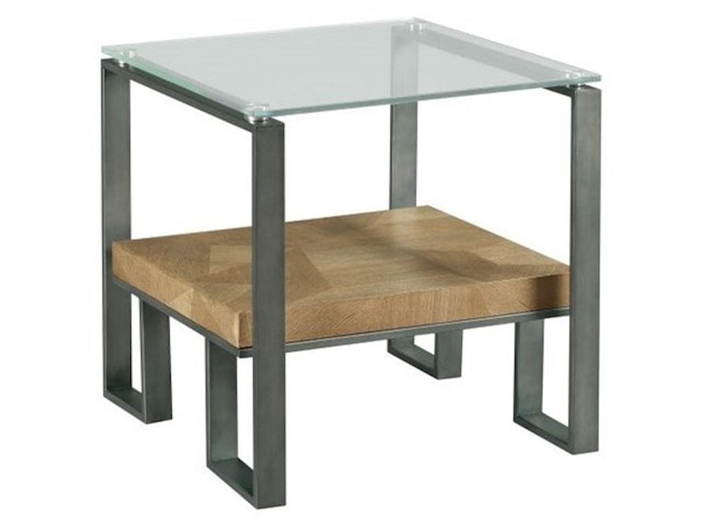 Hammary Abstract Industrial Rectangular End Table With Glass