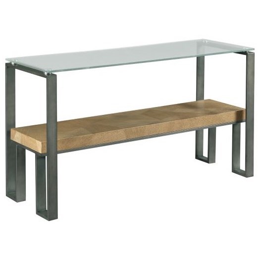 Hammary Abstract Industrial Sofa Table With Glass Top Pedigo