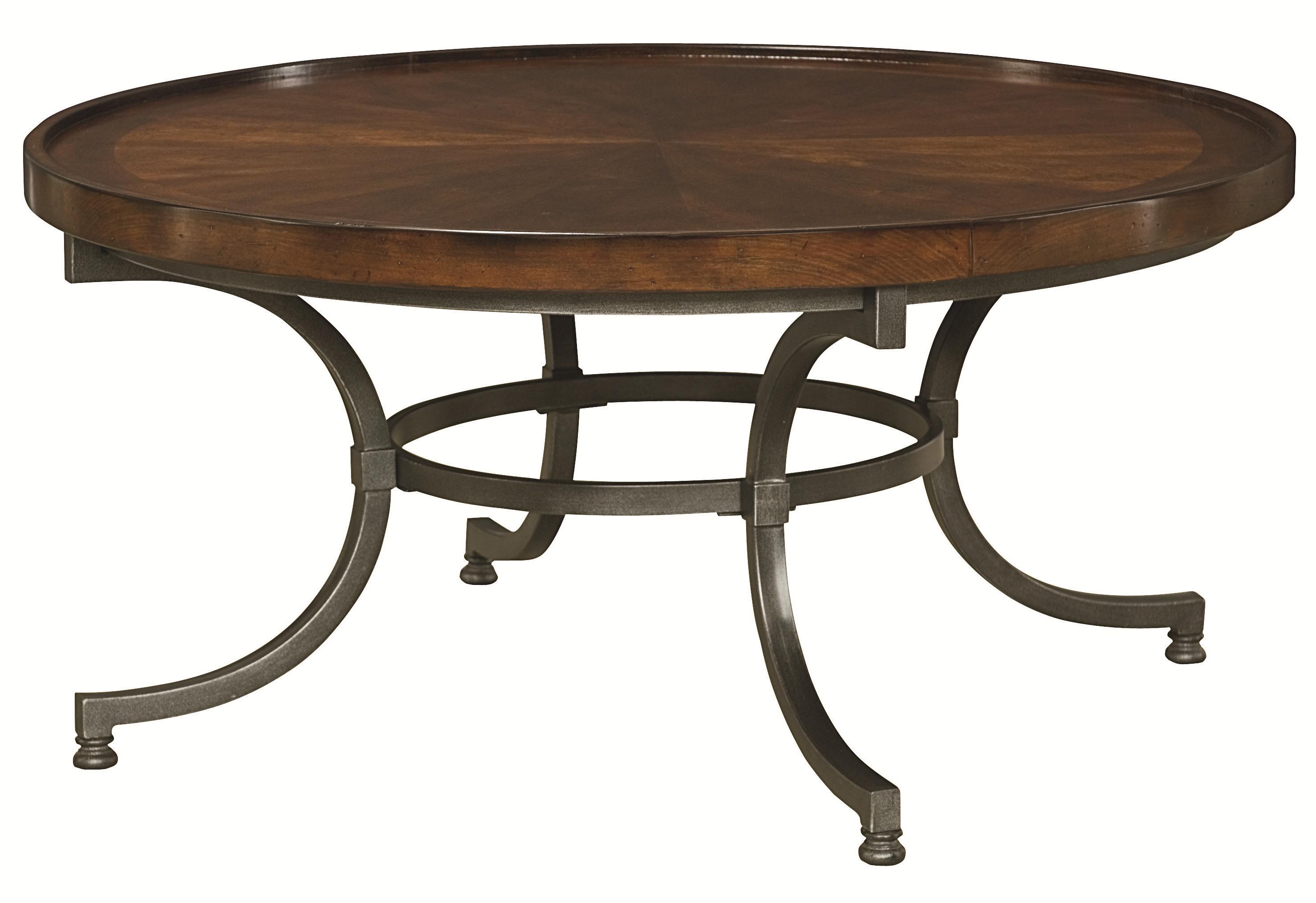 Hammary Barrow Round Cocktail Table With Metal Legs Lindy S Furniture Company Cocktail Or Coffee Table