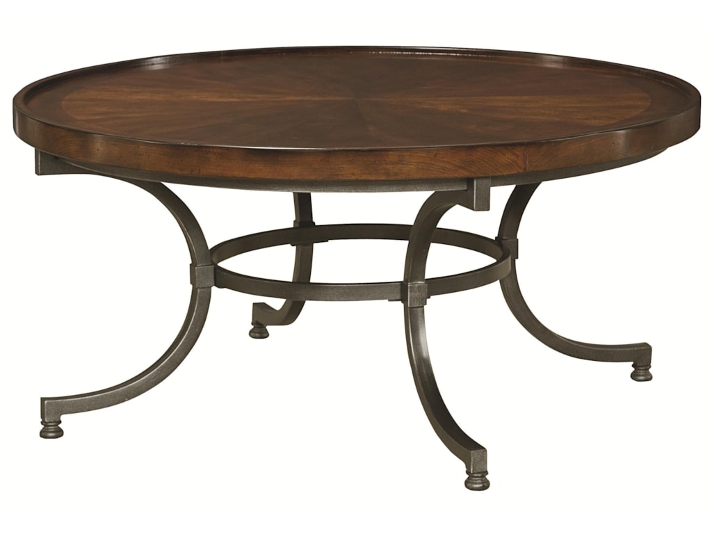 Hammary Barrow Round Cocktail Table With Metal Legs Wayside Furniture Cocktail Or Coffee Table