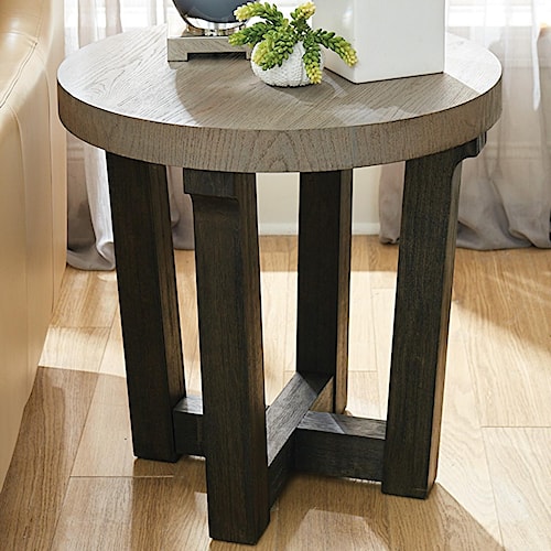 Hammary Beckham Contemporary Round Accent Table With Two Tone Finish Hammary Beckham Contemporary Round Accent Table With Two Tone Finish