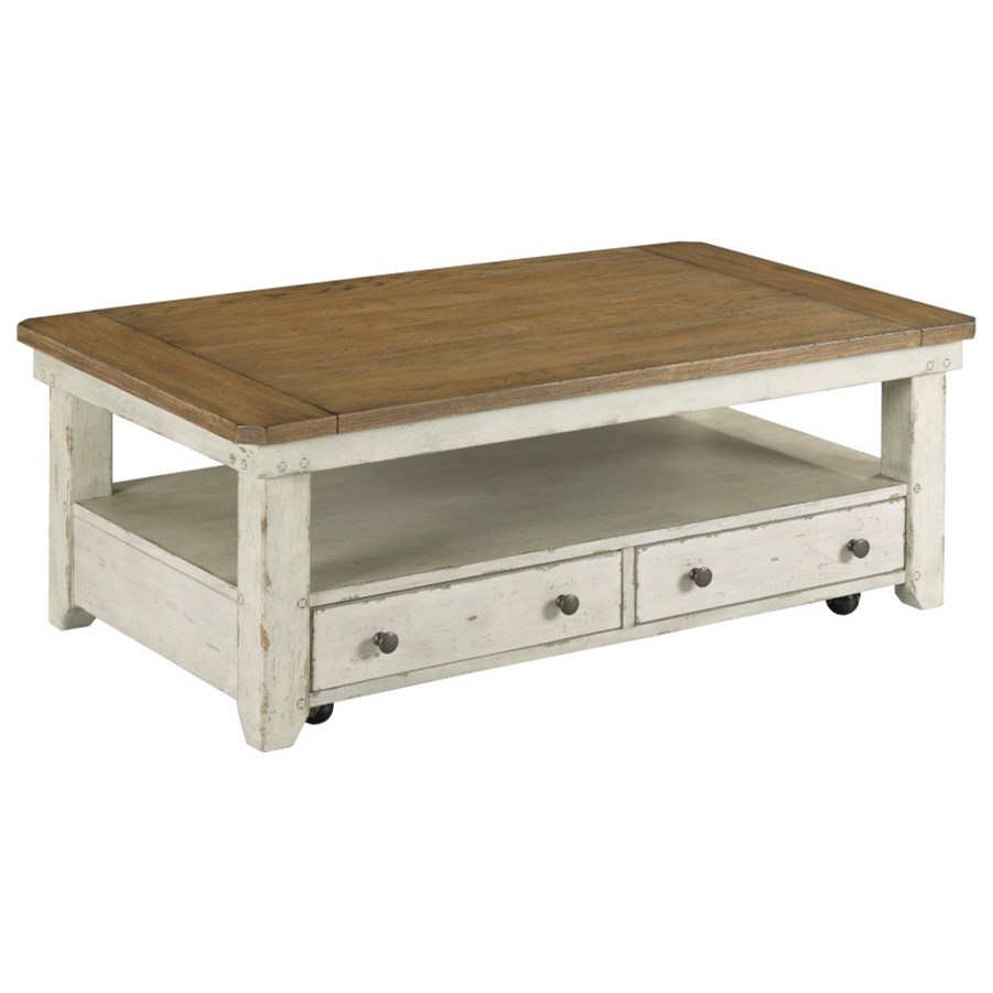 Farmhouse Rectangular Lift Top Coffee Table with Casters
