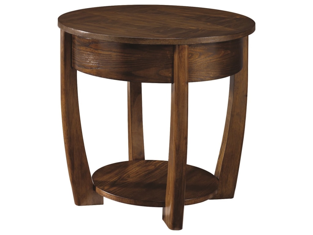 Hammary Concierge Round End Table With Lower Shelf