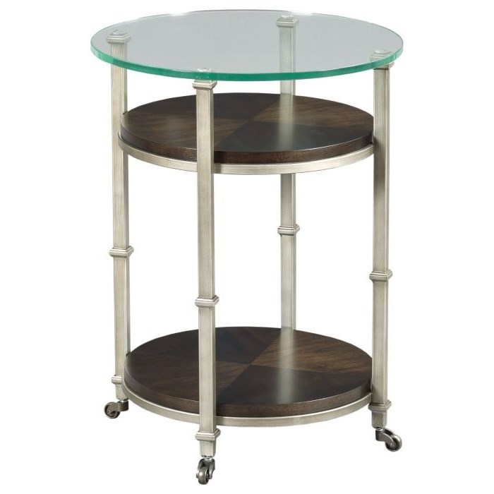Hammary Fortune Industrial Round End Table With Casters Wayside