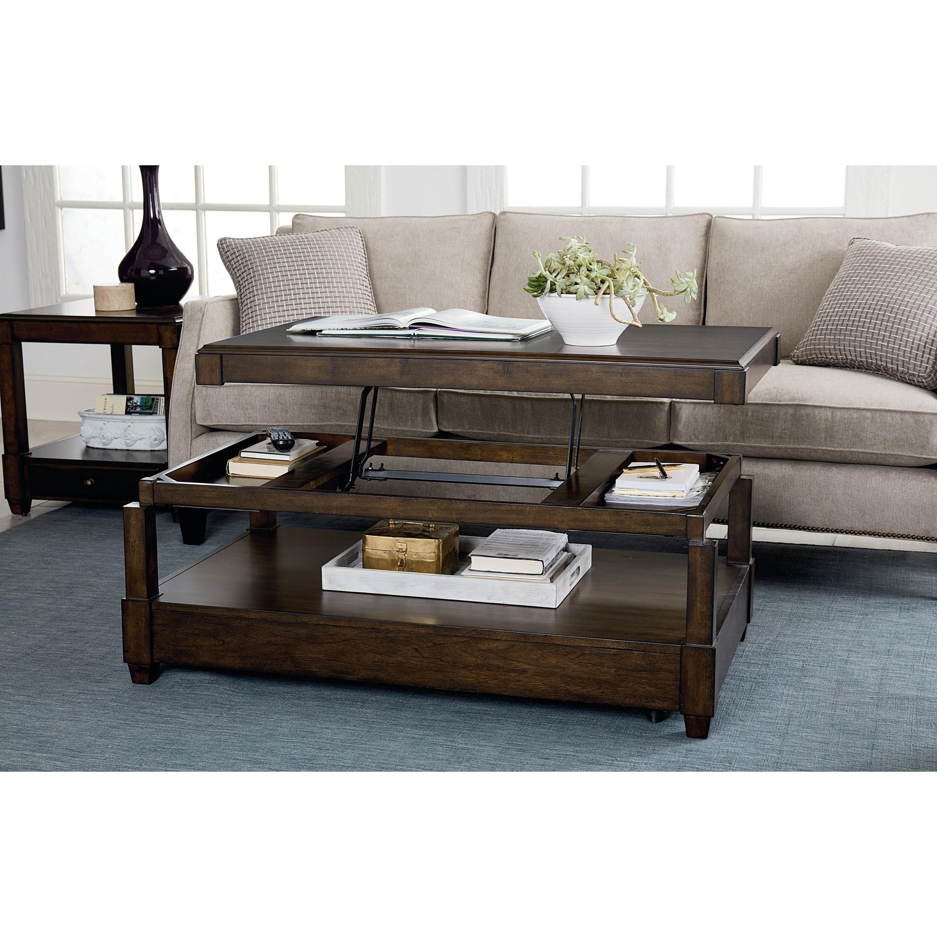 Hammary Halsey Rectangular Lift Top Cocktail Table With Drawers Lindy S Furniture Company Cocktail Coffee Tables