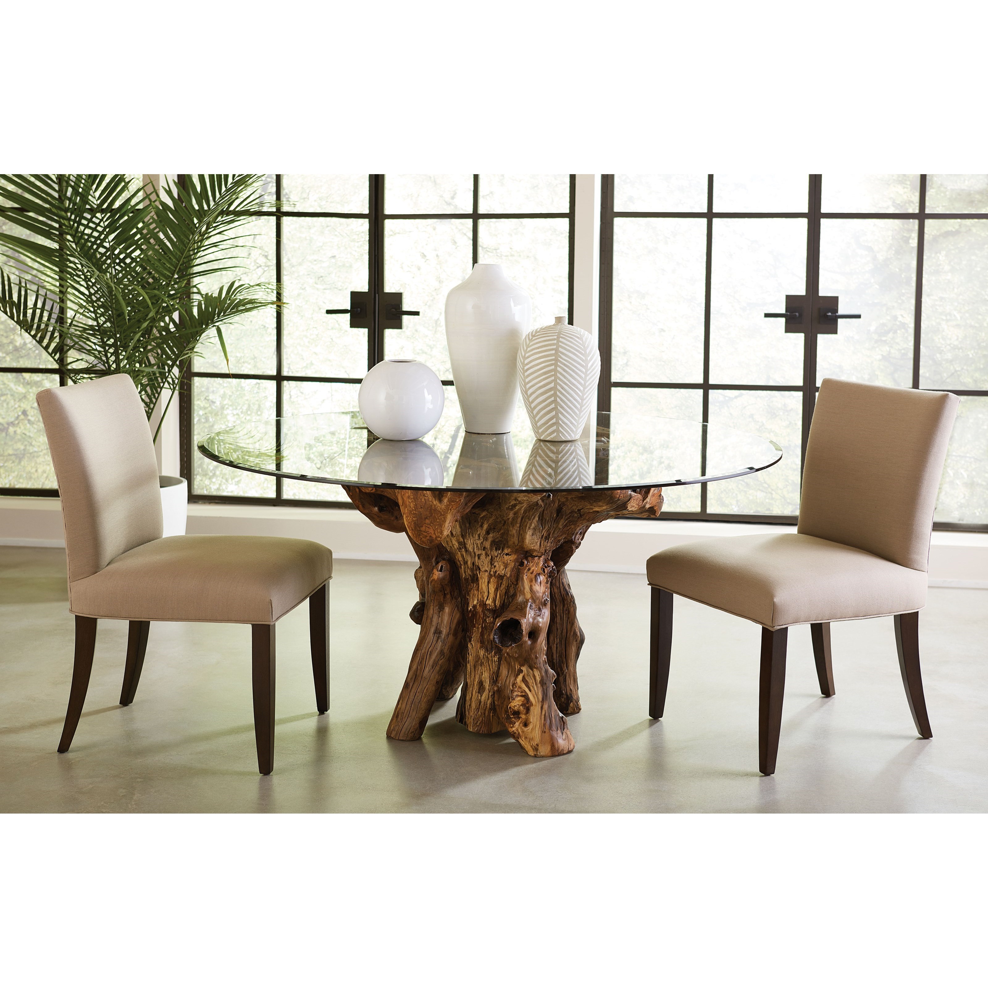 Hammary Hidden Treasures Rustic Root Ball Dining Table With Tempered Glass Top Wayside Furniture Dining Tables