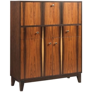 Hammary Hidden Treasures 090 999 Mid Century Modern Rosewood Bar With Wine Bottle Storage Hudson S Furniture Bar Cabinets