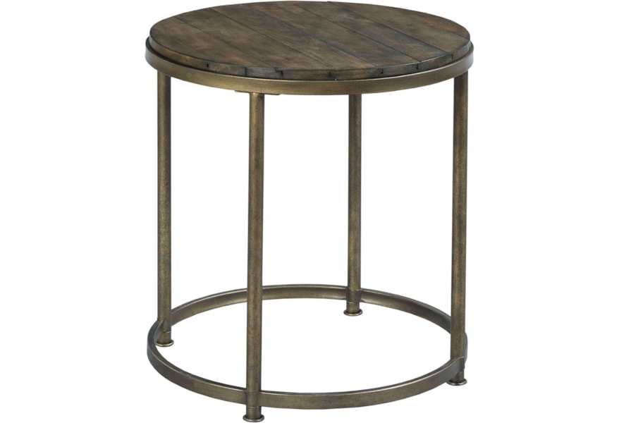 Hammary Leone Round End Table With Antique Brass Base Reid S