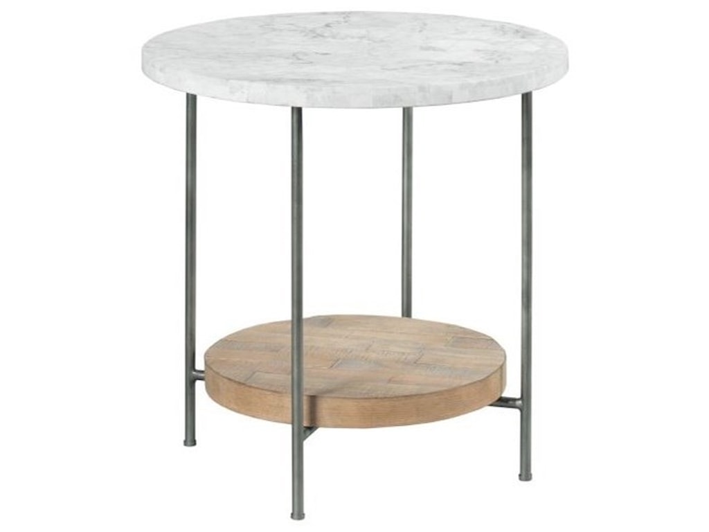 Hammary Madeira Industrial Round End Table With Marble Top