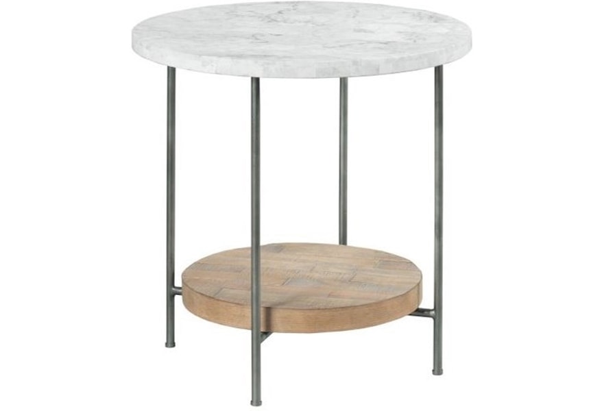 Hammary Madeira Industrial Round End Table With Marble Top Lindy S Furniture Company End Tables