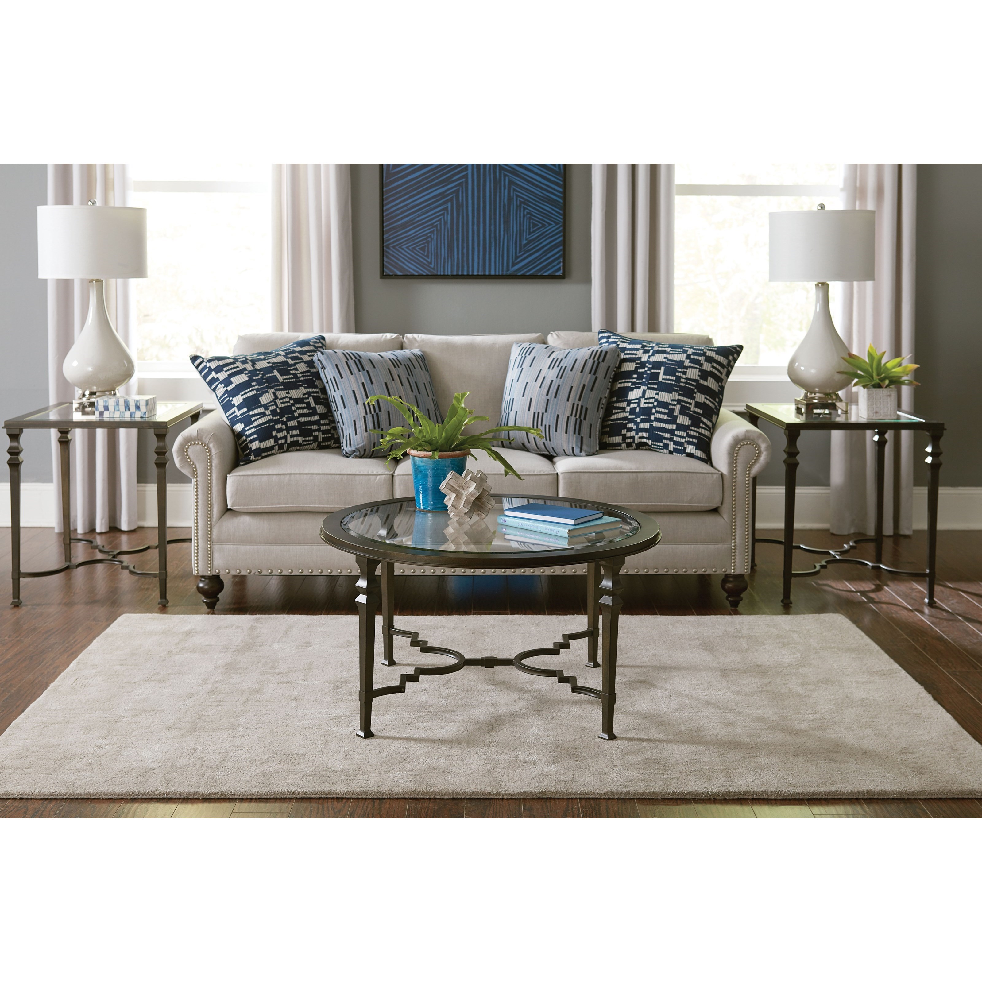 Hammary Paragon 840 911 Metal Round Cocktail Table With Glass Top