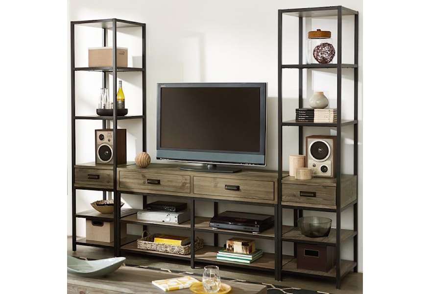 Hammary Parsons Entertainment Unit With Bookcase Piers