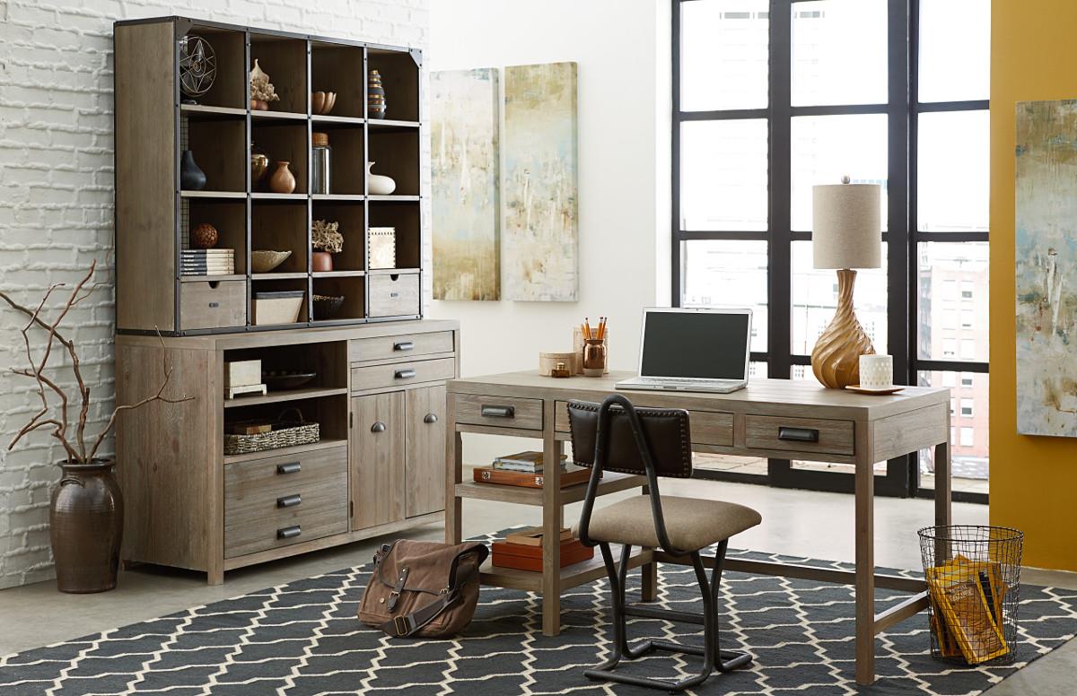 Hammary Parsons Desk Hutch With Open Shelf Storage And Mesh Back
