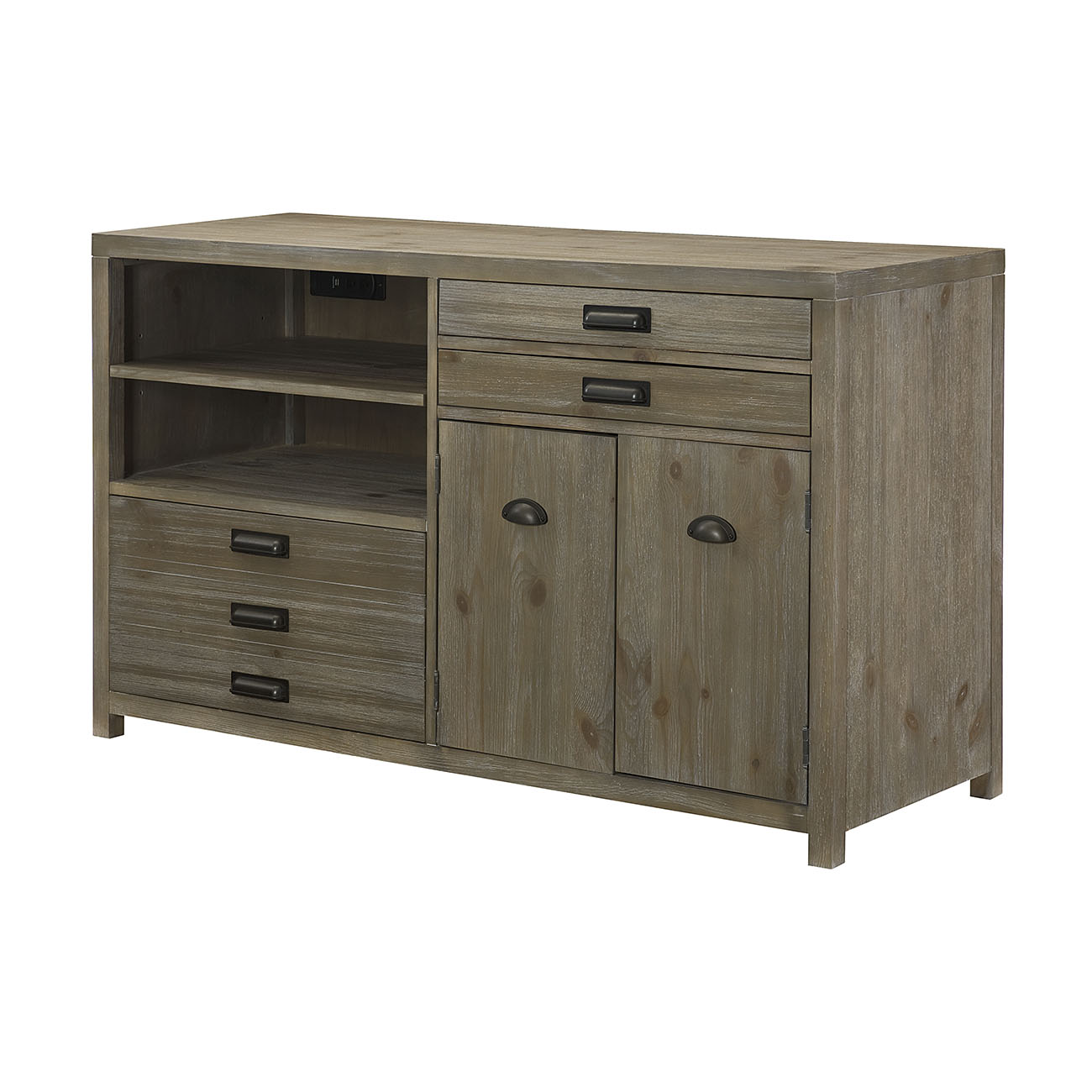 Hammary Parsons Credenza Desk With File Drawer And Usb Power Strip