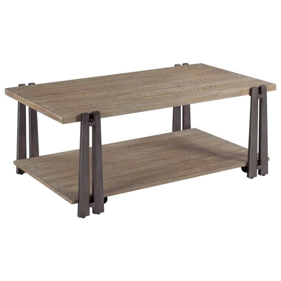 Contemporary Rectangular Wood and Metal Coffee Table