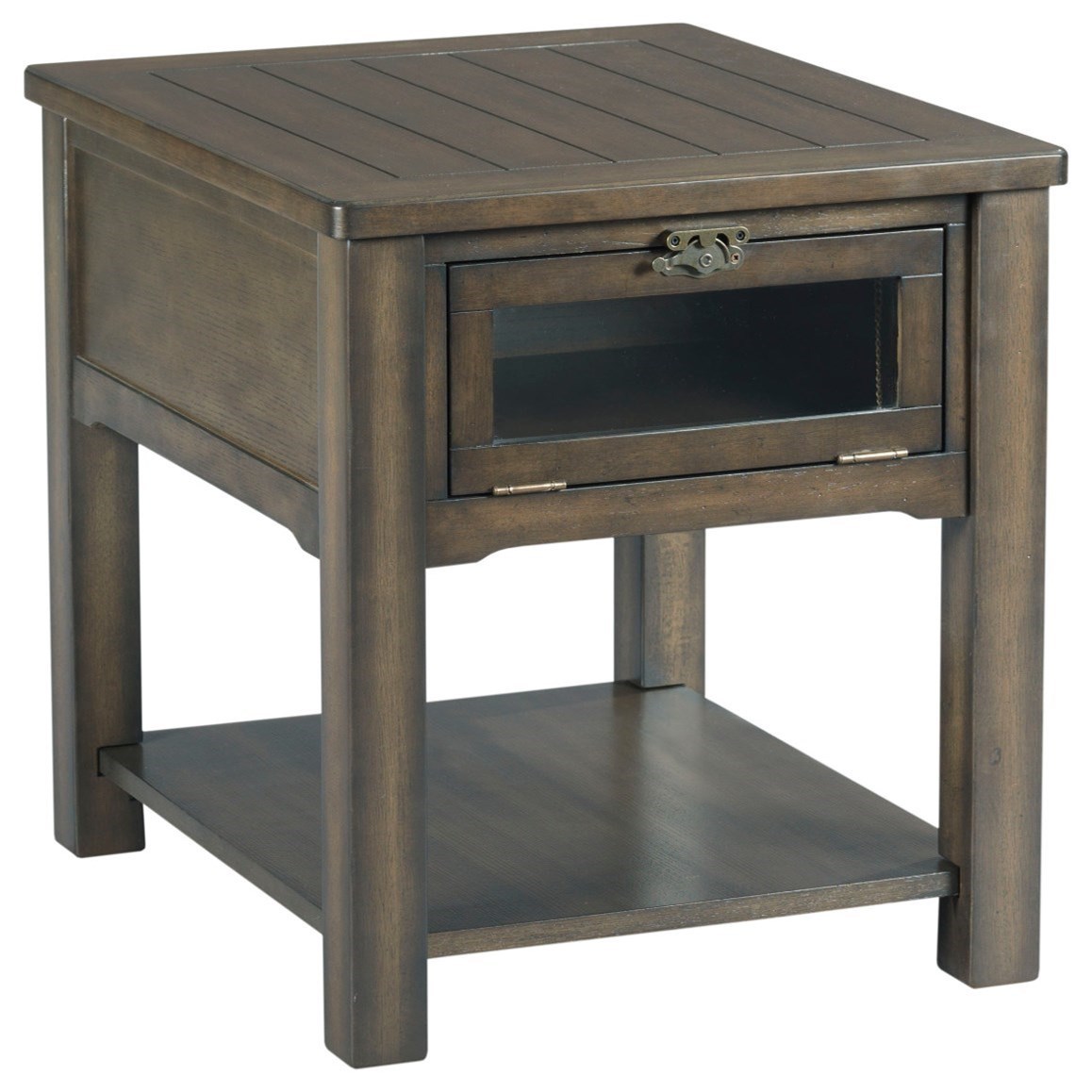 Hammary Tribute Rectangular Drawer End Table With Industrial Latch