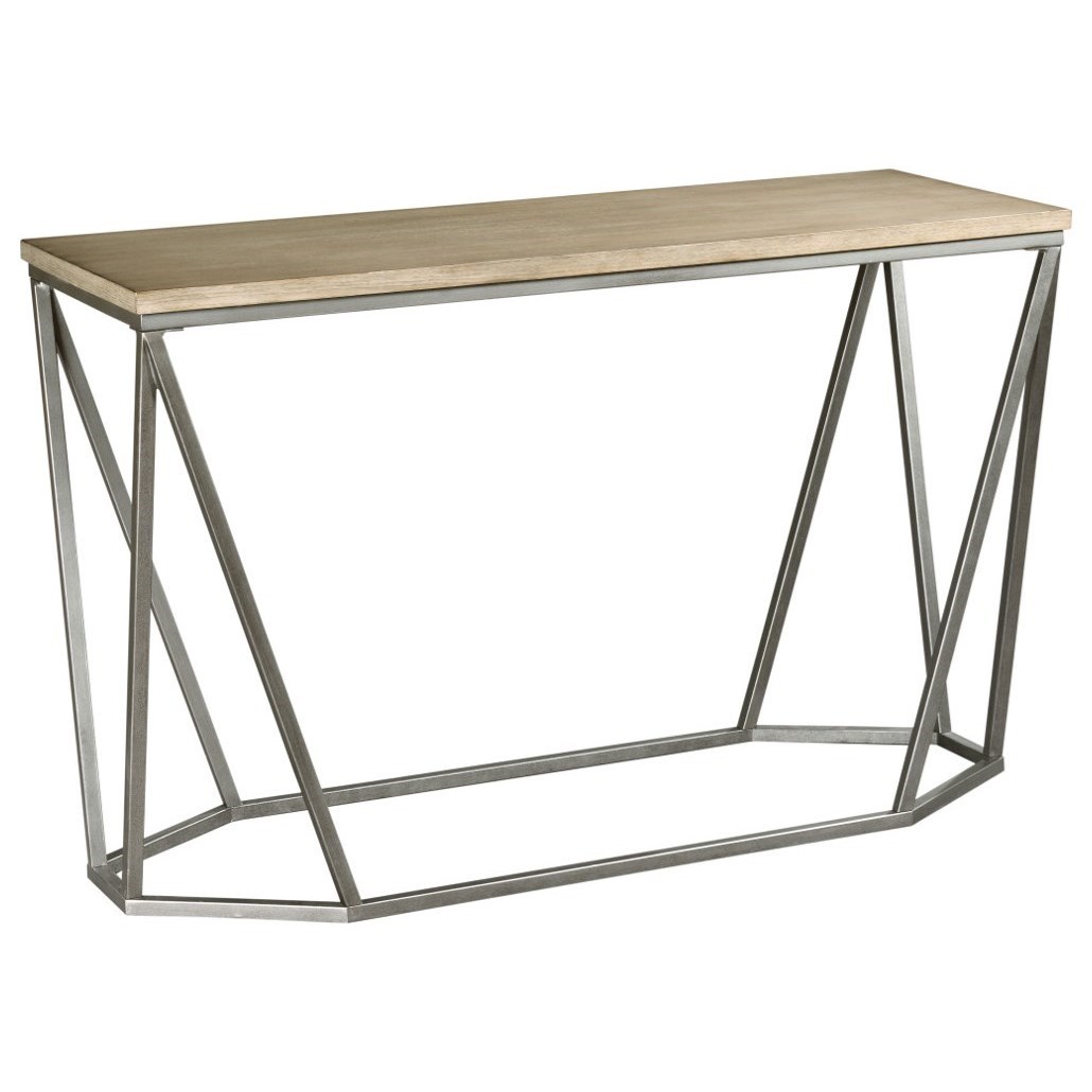 Table Trends Trillion Wood And Metal Rectangular Sofa Table With Geometric Modern Base Sprintz Furniture Sofa Tables Consoles