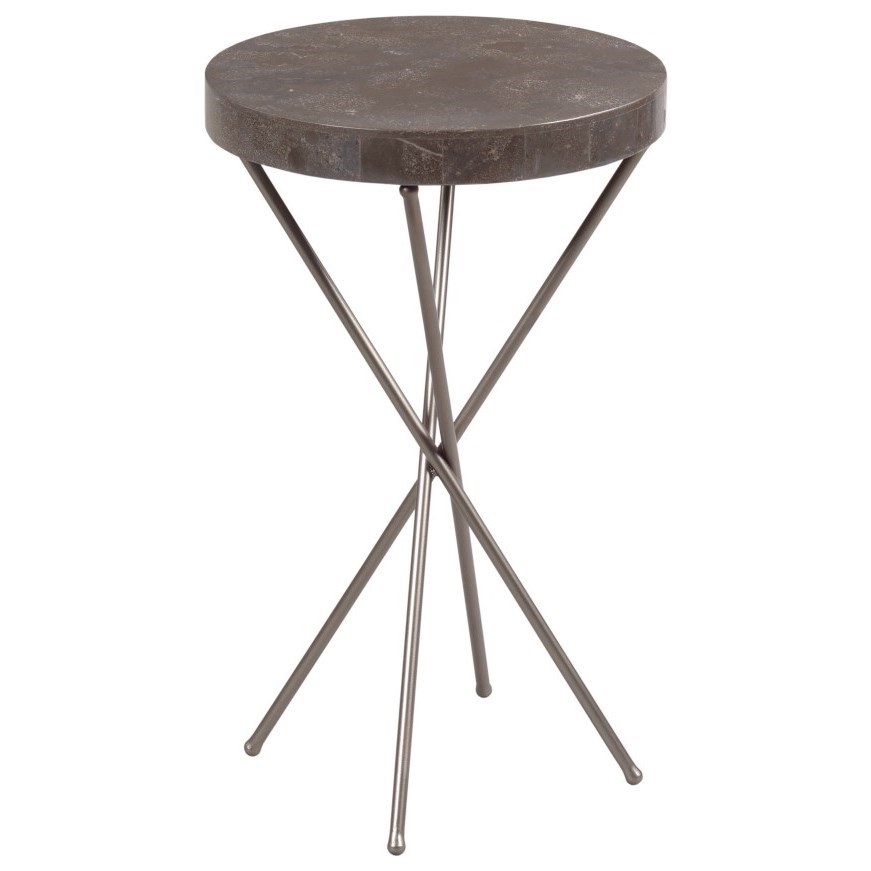 Transitional Round Chairside Table with Bluestone Top