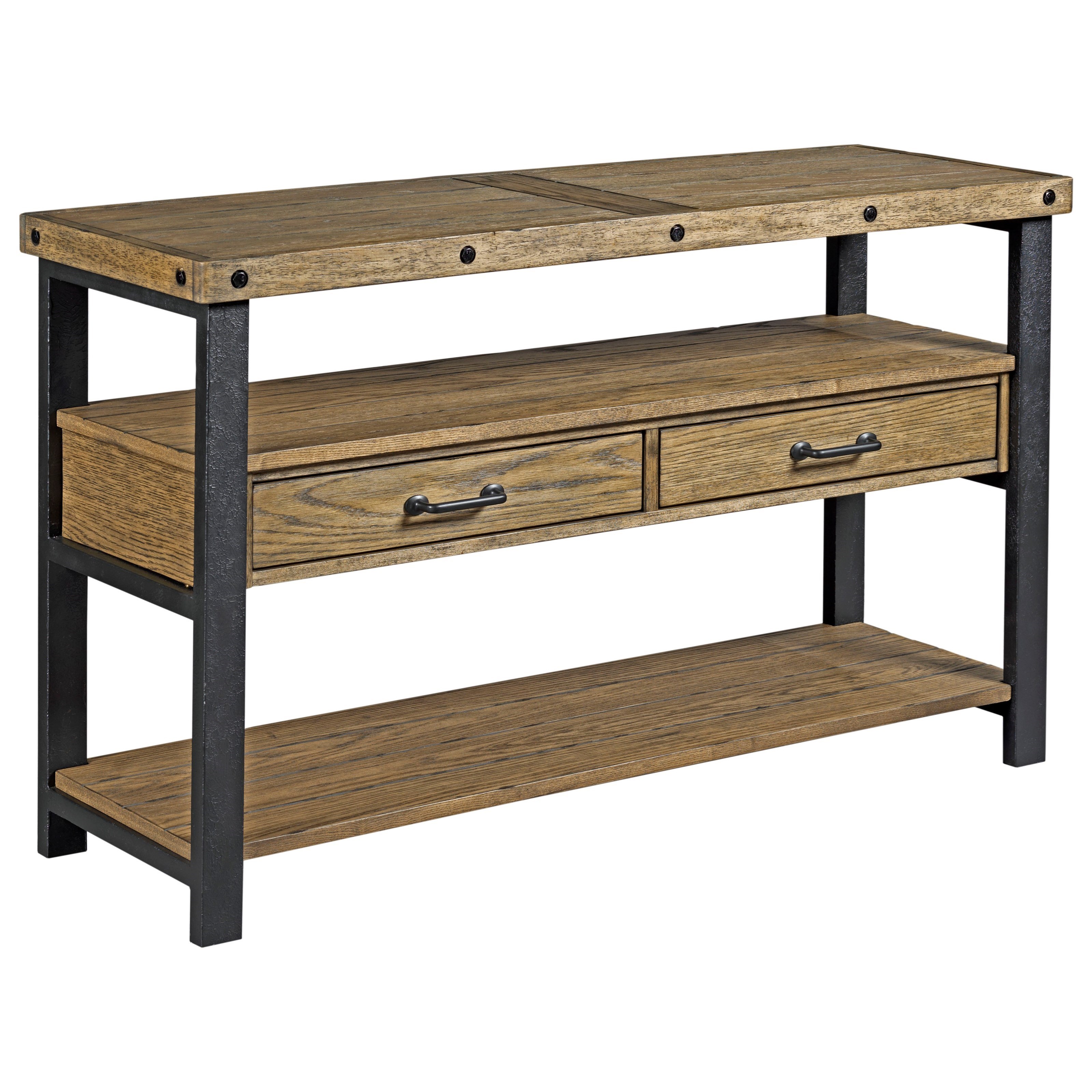 Hammary Workbench Rustic Industrial 2 Drawer Sofa Table Wayside