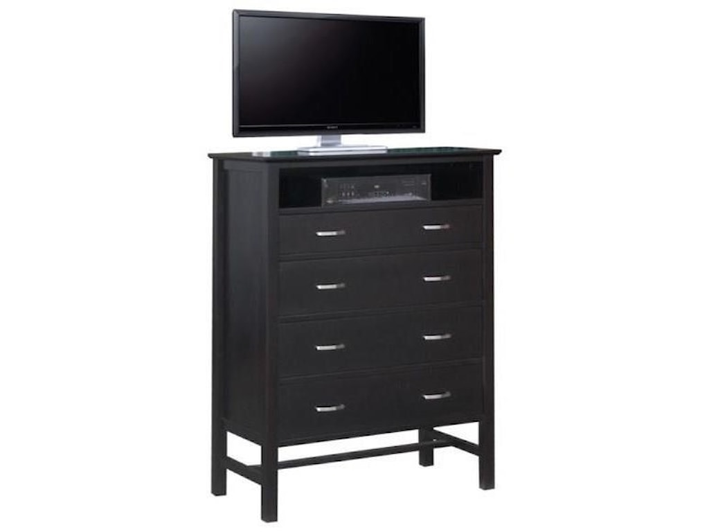 Handstone Brooklyn 4 Drawer Media Chest With Open Compartment