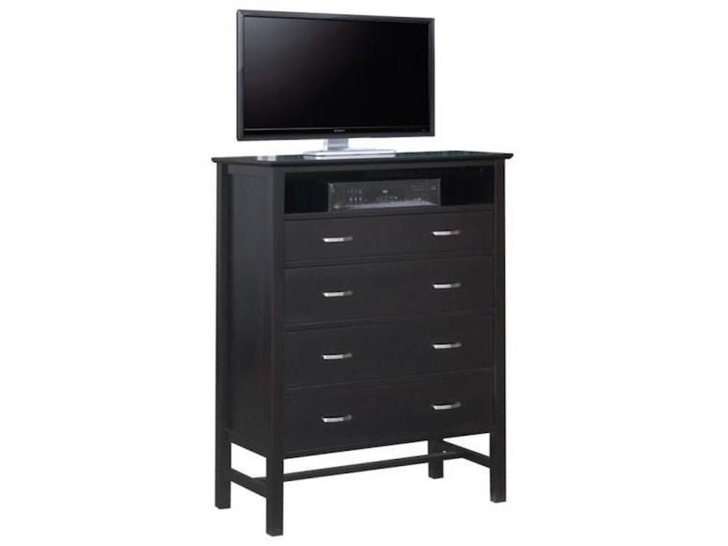 Handstone Brooklyn 4 Drawer Media Chest With Open Compartment