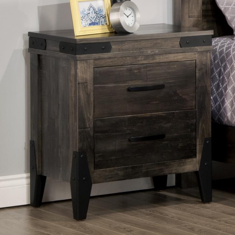 Handstone Chattanooga 2 Drawer Night Stand With Metal Brackets
