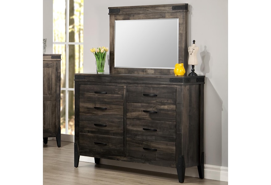 Handstone Chattanooga 8 Drawer Tall Dresser With Mirror Stoney