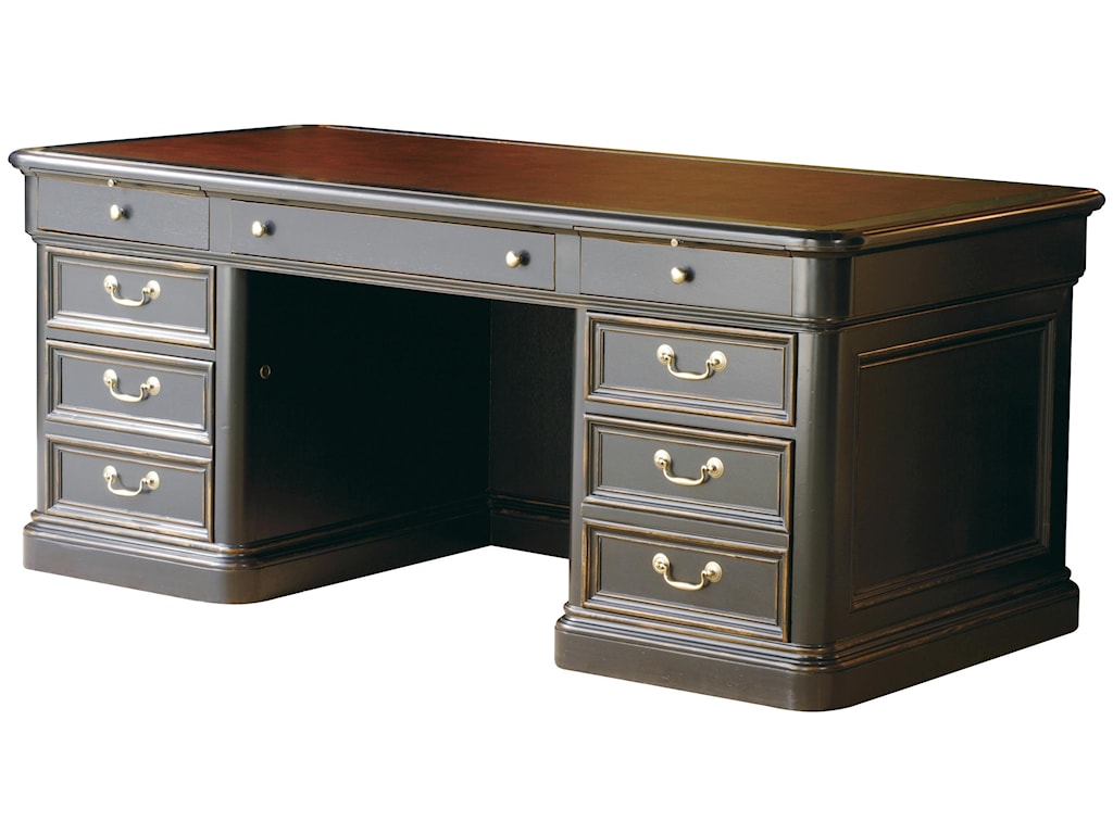 Hekman 7 9100 Double Pedestal Executive Desk Howell Furniture