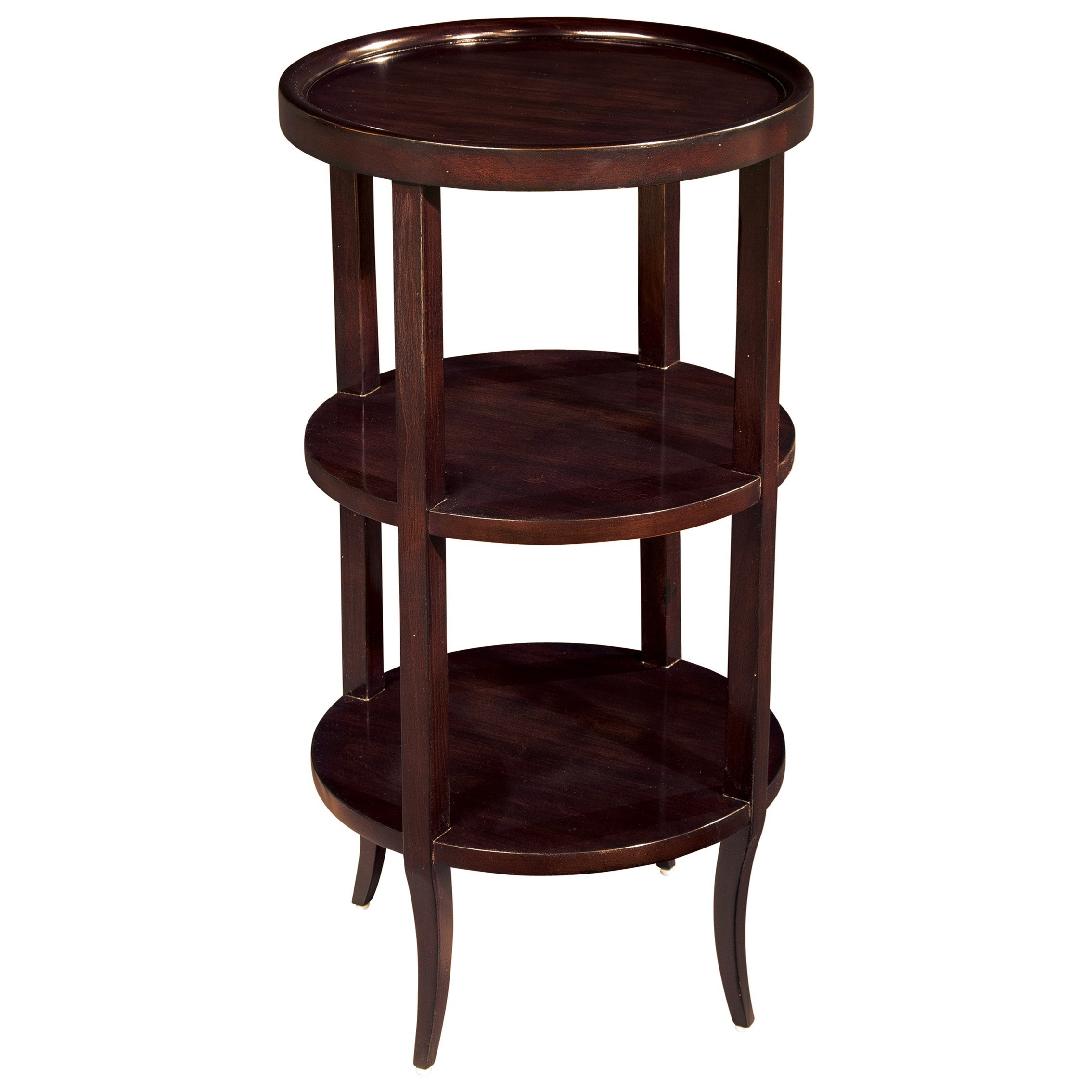 Round Accent Table with 2 Shelves