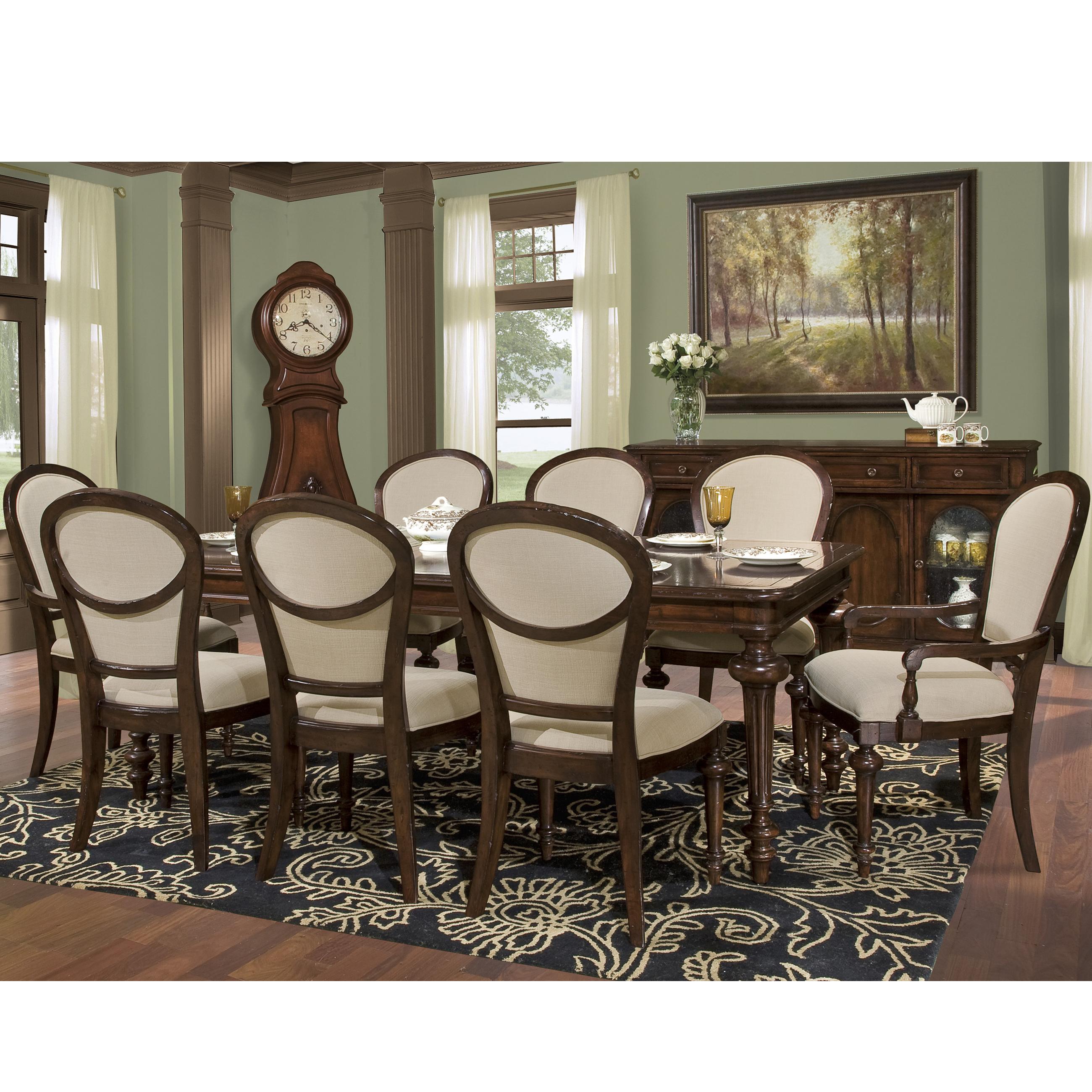 Dining Table and Upholstered Arm and Side Chair Set