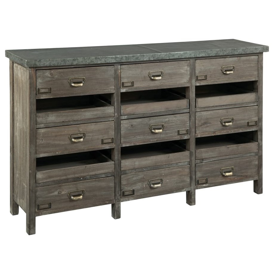 Bin & Drawer Console Chest with Metal Top