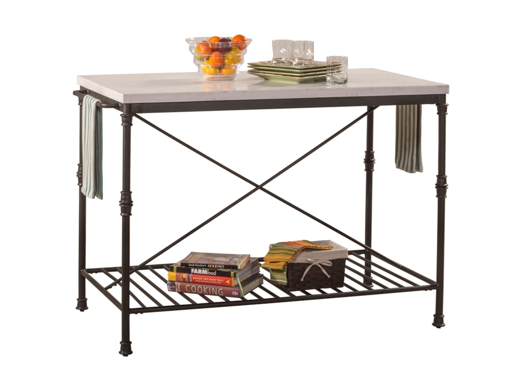 Hillsdale Accents Metal Kitchen Island With White Marble Top Wayside Furniture Kitchen Islands