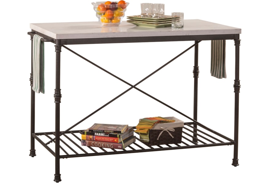 Hillsdale Accents 5976 880 Metal Kitchen Island With White Marble Top Dunk Bright Furniture Kitchen Islands