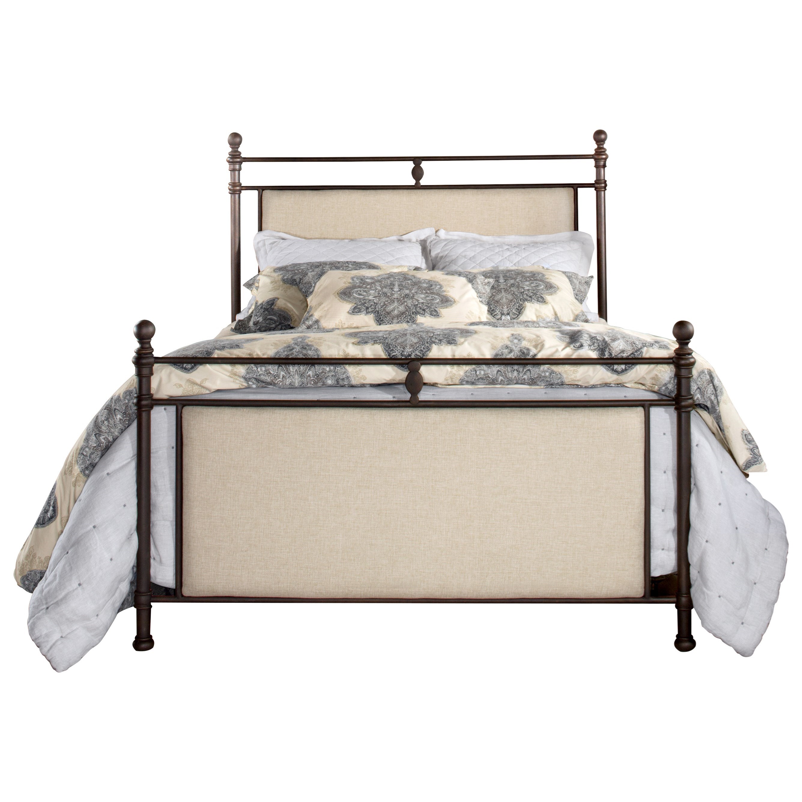 Hillsdale Ashley Traditional King Size Upholstered Bed With Metal Posts Lindy S Furniture Company Upholstered Beds