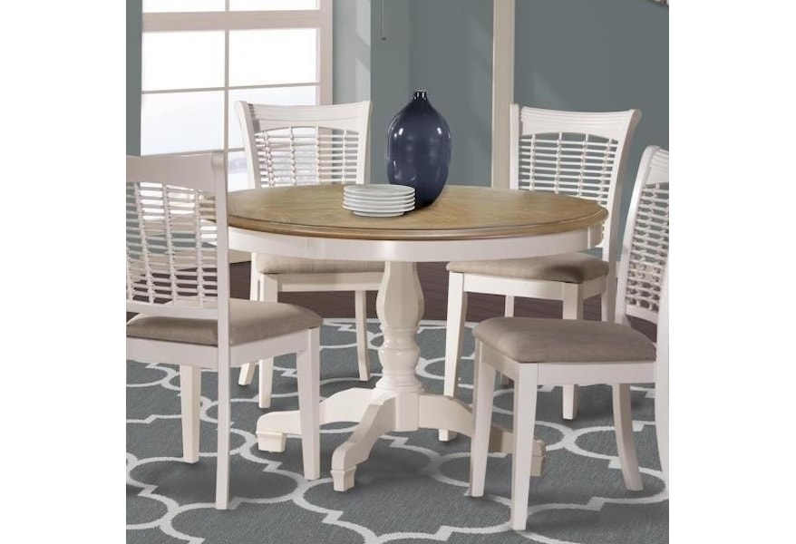 Hillsdale Bayberry White Two Tone Round Table With Pedestal Base Wayside Furniture Kitchen Tables