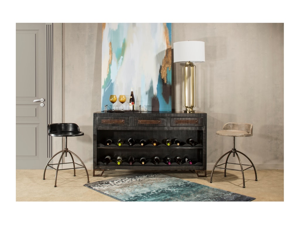 Hilale Bridgewater 5806 898 Black Wood With Metal Accents Sofa Hilale Bridgewatersofa Table With Wine Rack
