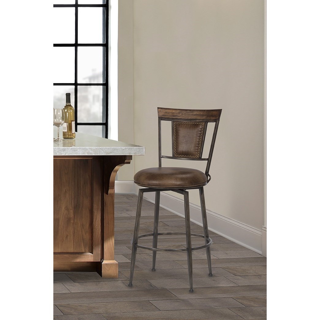 Hillsdale Danforth Rustic Commercial Grade Swivel Bar Stool Prime Brothers Furniture Bar Stools