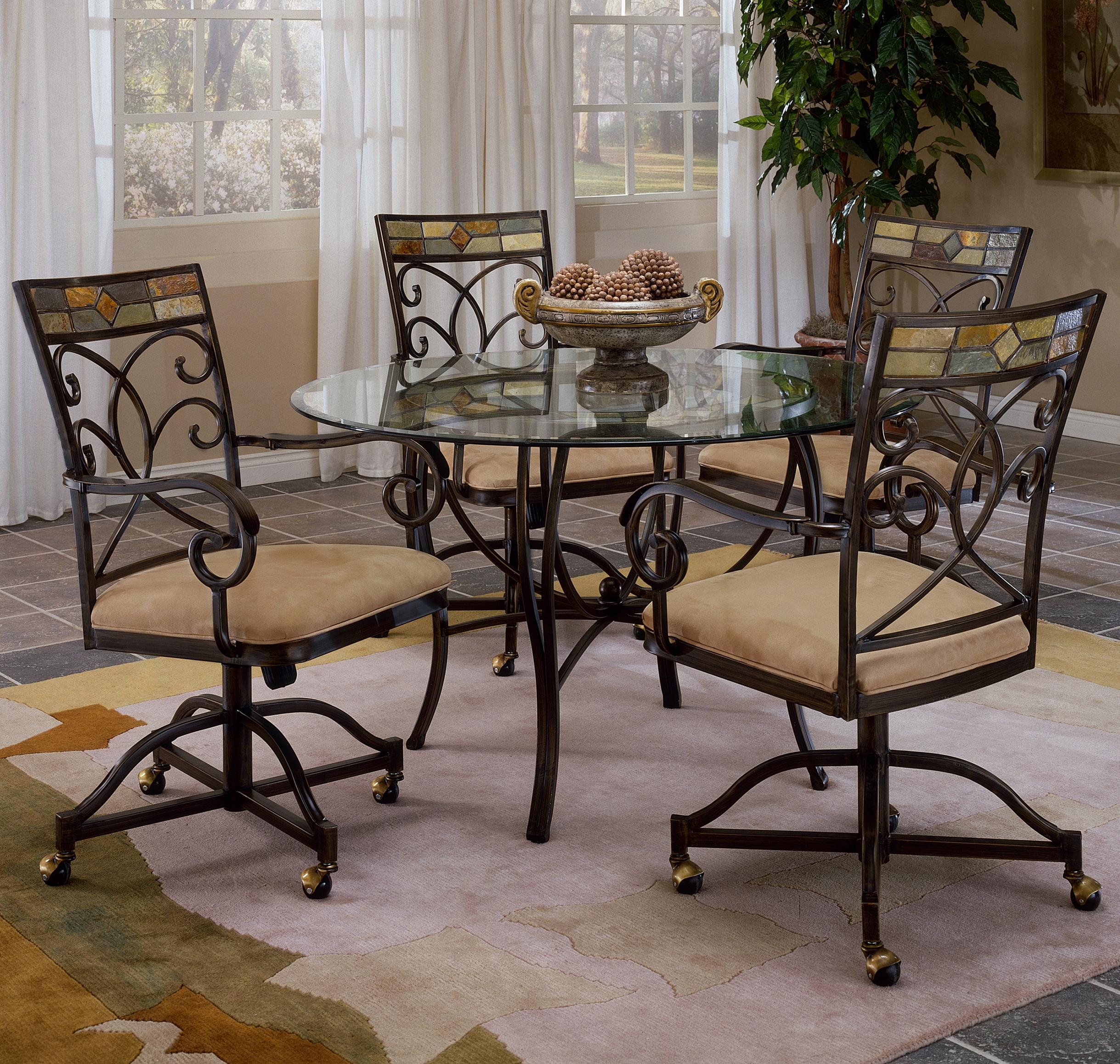Hillsdale Pompei Slate Accented Dining Chair With Casters